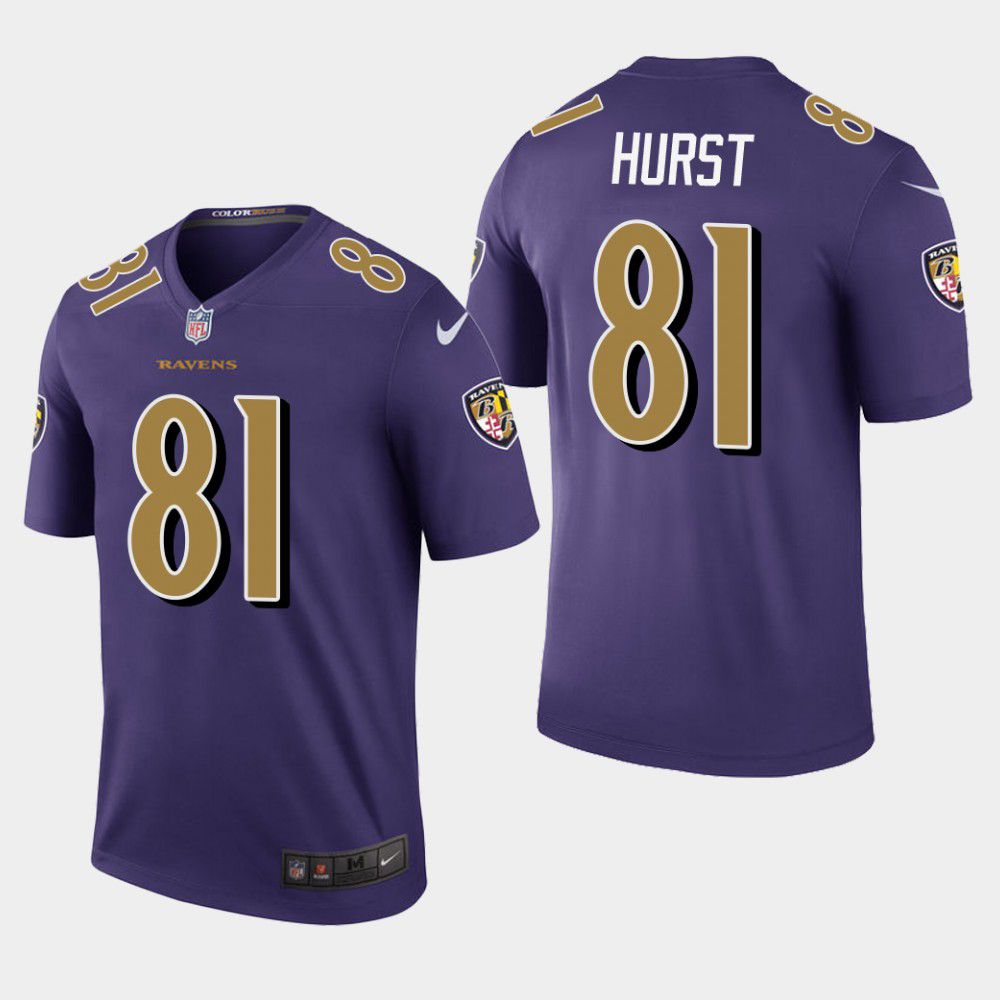 Men Baltimore Ravens #81 Hayden Hurst Nike Purple Color Rush Limited NFL Jersey->customized nfl jersey->Custom Jersey